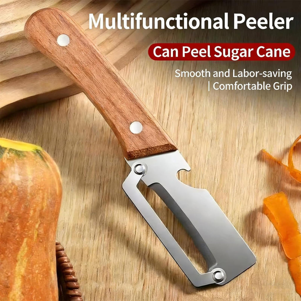 Multi-Functional Vegetable Peeler 2-in-1 with Stainless Steel Blade and Non-Slip Wooden Handle for Fruits, Vegetables... - Image 2