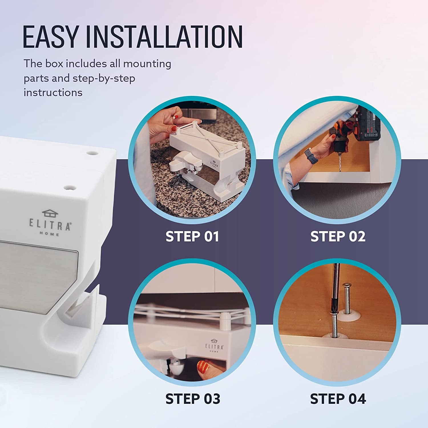 Elitra 3 in 1 Under the Cabinet Electric Can Opener, Blade Sharpener, Bottle Opener, Under The Counter Mount, For Lar... - Image 5