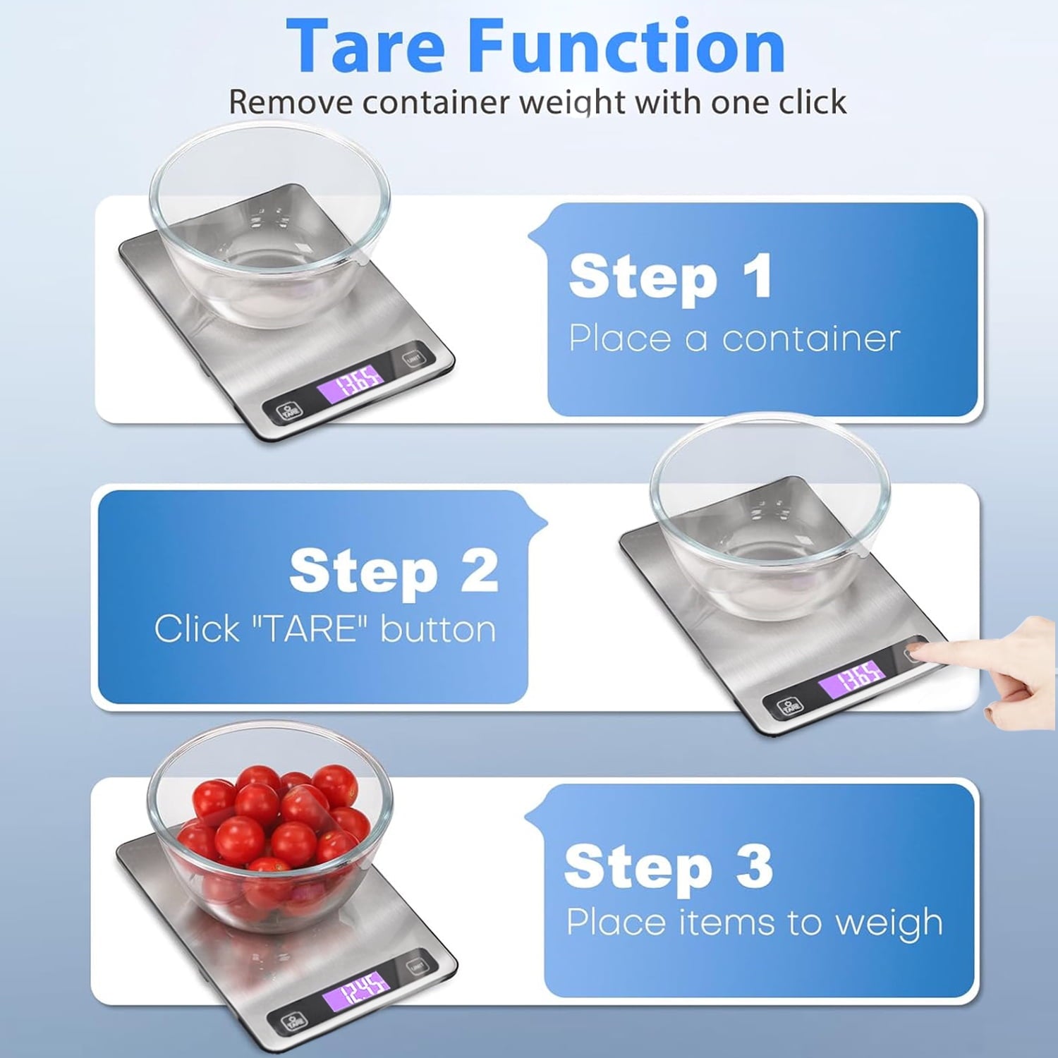 Behome Food Scale, Digital Kitchen Scales 10kg/22lb with Large LCD Display, Food Weighing Scales for Baking, Weight L... - Image 6