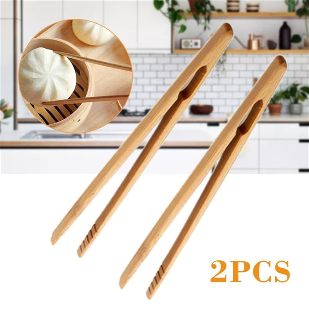 Yannee 2 Pcs Bamboo Toaster Tongs for Toast Pickles Tea Cooking Kitchen Tongs - Image 3