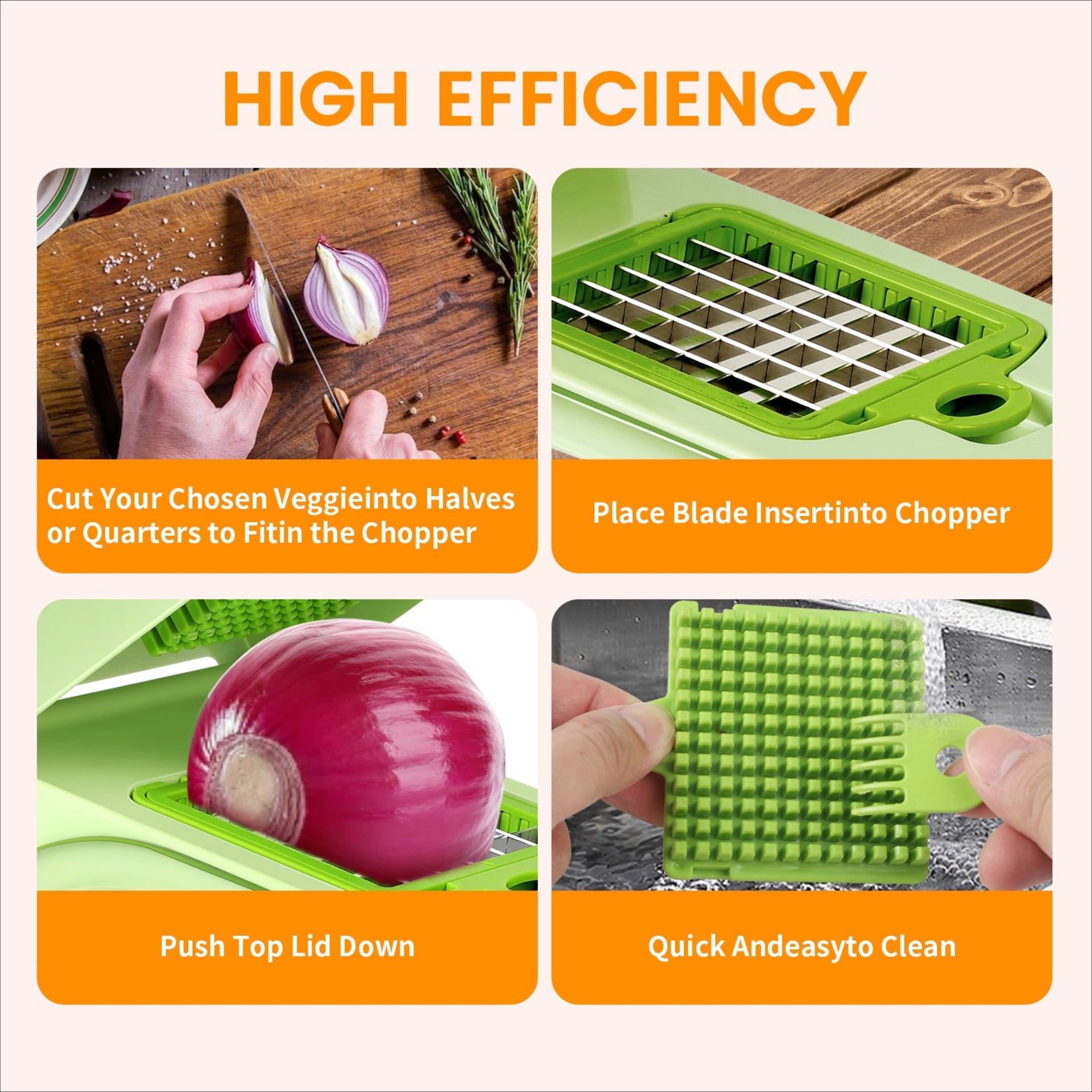 All-in-1 Vegetable Chopper with 8 Blades & Container - Dishwasher Safe, Mandoline Slicer & Shredder for Potato, Onion... - Image 4
