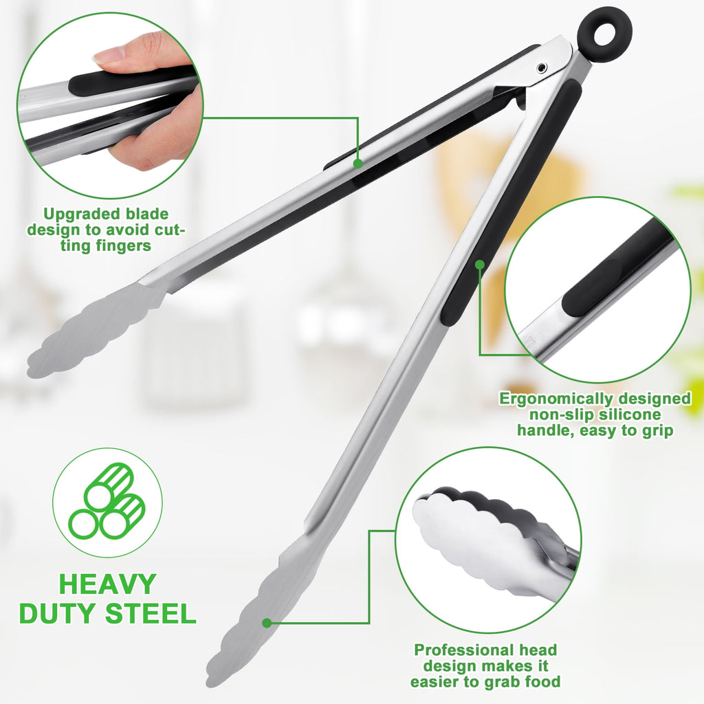 Topekada 2 Pack 12 16 Inch Extra Long Grill Tongs - Stainless Steel Cooking Tongs, Metal Locking Tong for BBQ, Grilli... - Image 4