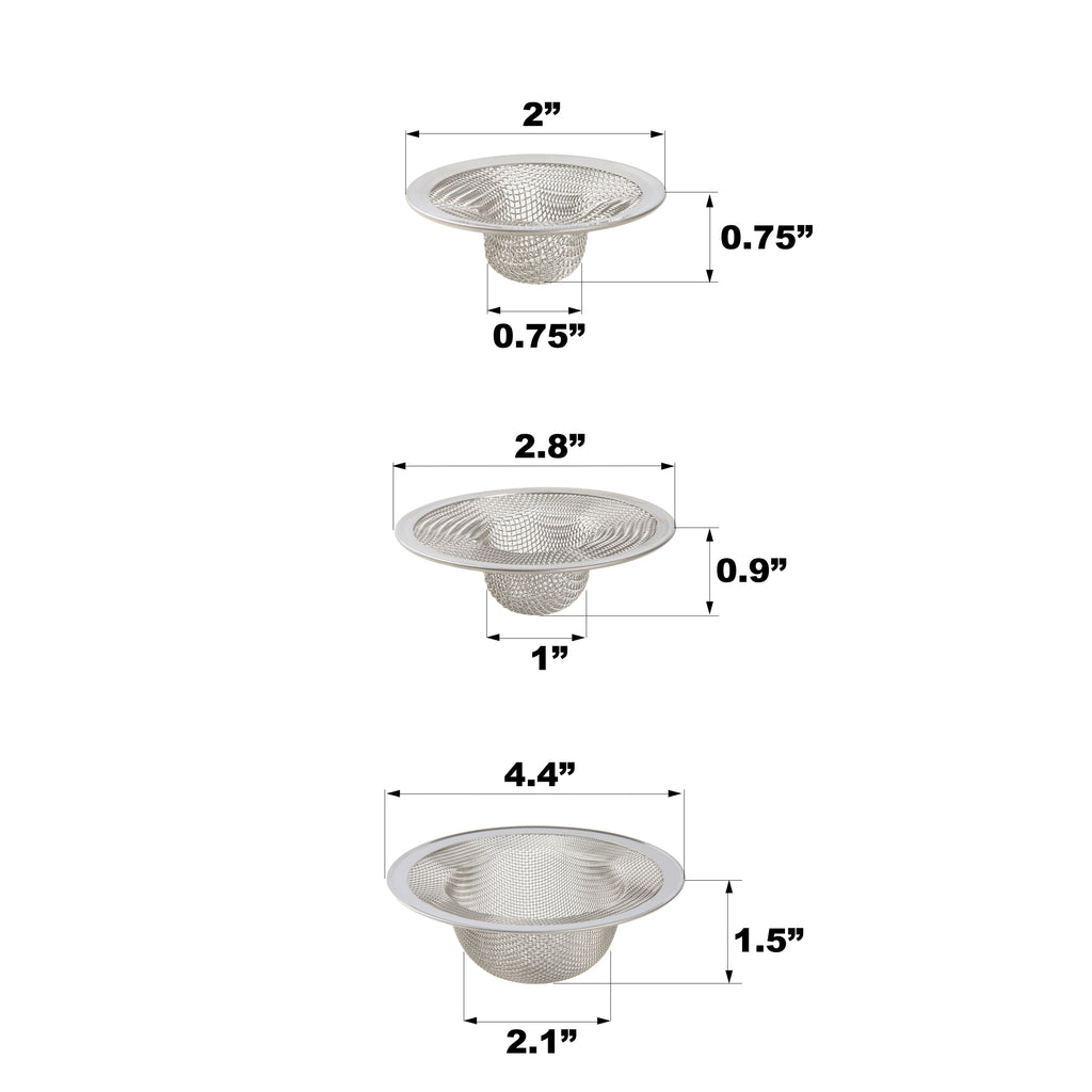 Mainstays Multiple Size 3 Pack Stainless Steel Mesh Drain Strainers Silver - Image 4