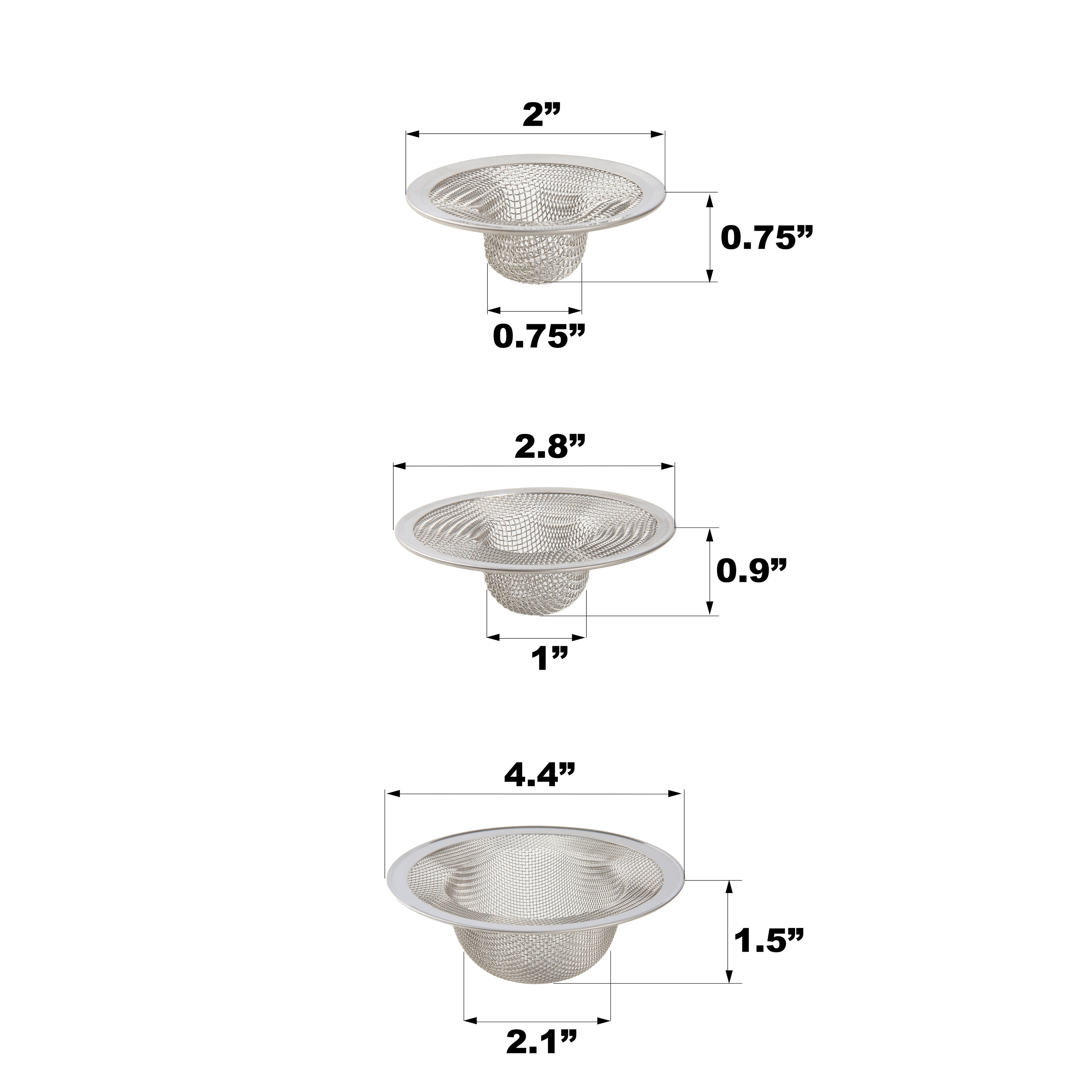 Mainstays Multiple Size 3 Pack Stainless Steel Mesh Drain Strainers Silver - Image 4