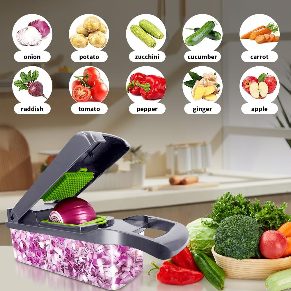 Vegetable Chopper, sktome Veggie Chopper, Multifunctional 12 in 1 Food Chopper, Vegetable Slicer Dicer with 8 Blades,... - Image 5