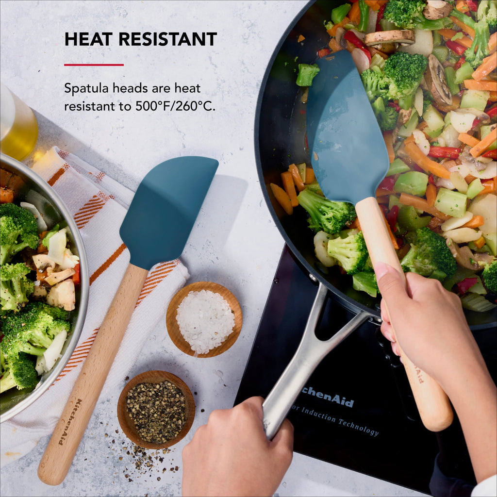 2-Piece Silicone Mixing Spatula and Scraper Set for Cooking, Agave - Image 3