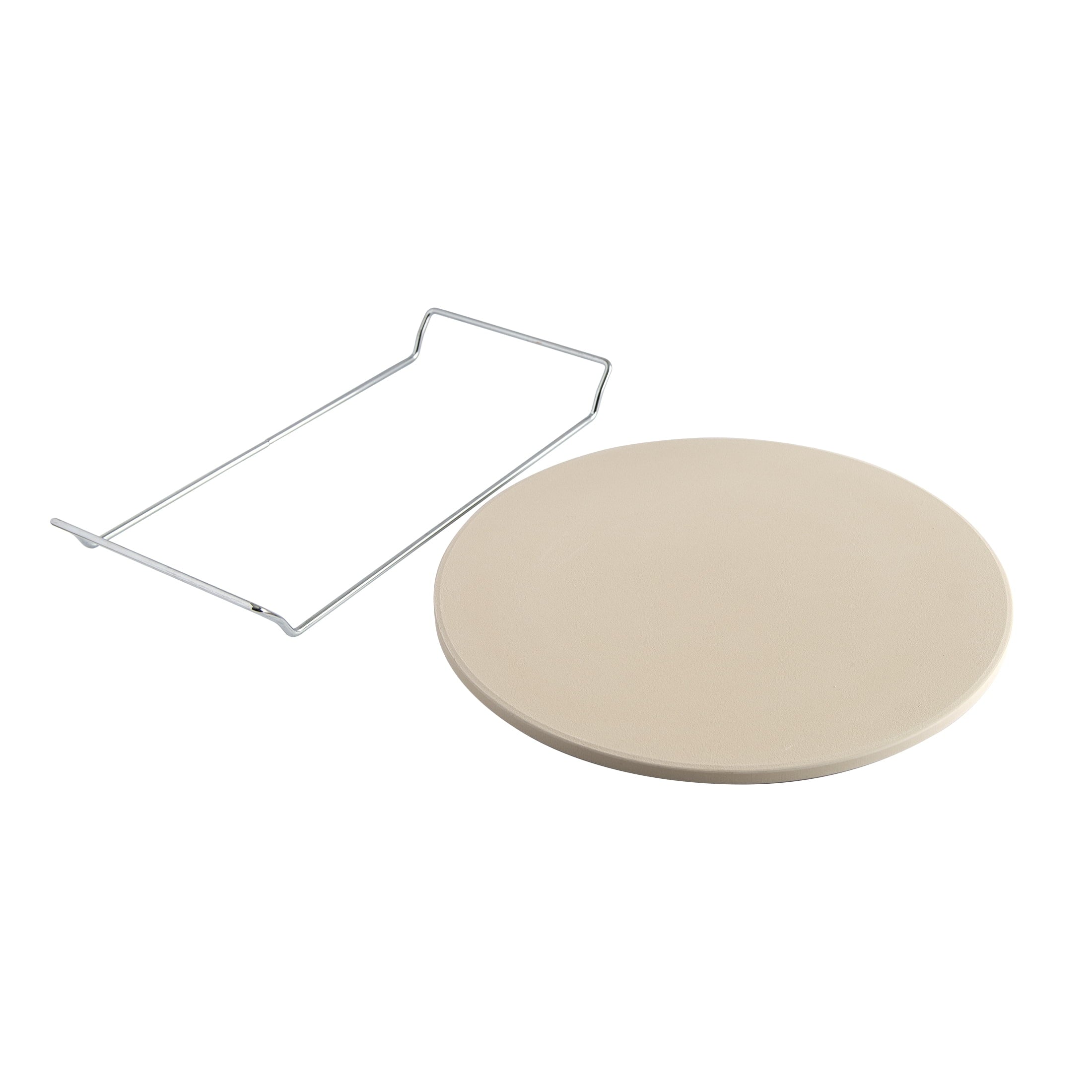 2-Piece Pizza Bakeware Set with 13" Ceramic Pizza Stone and Steel Wire Holder - Image 5