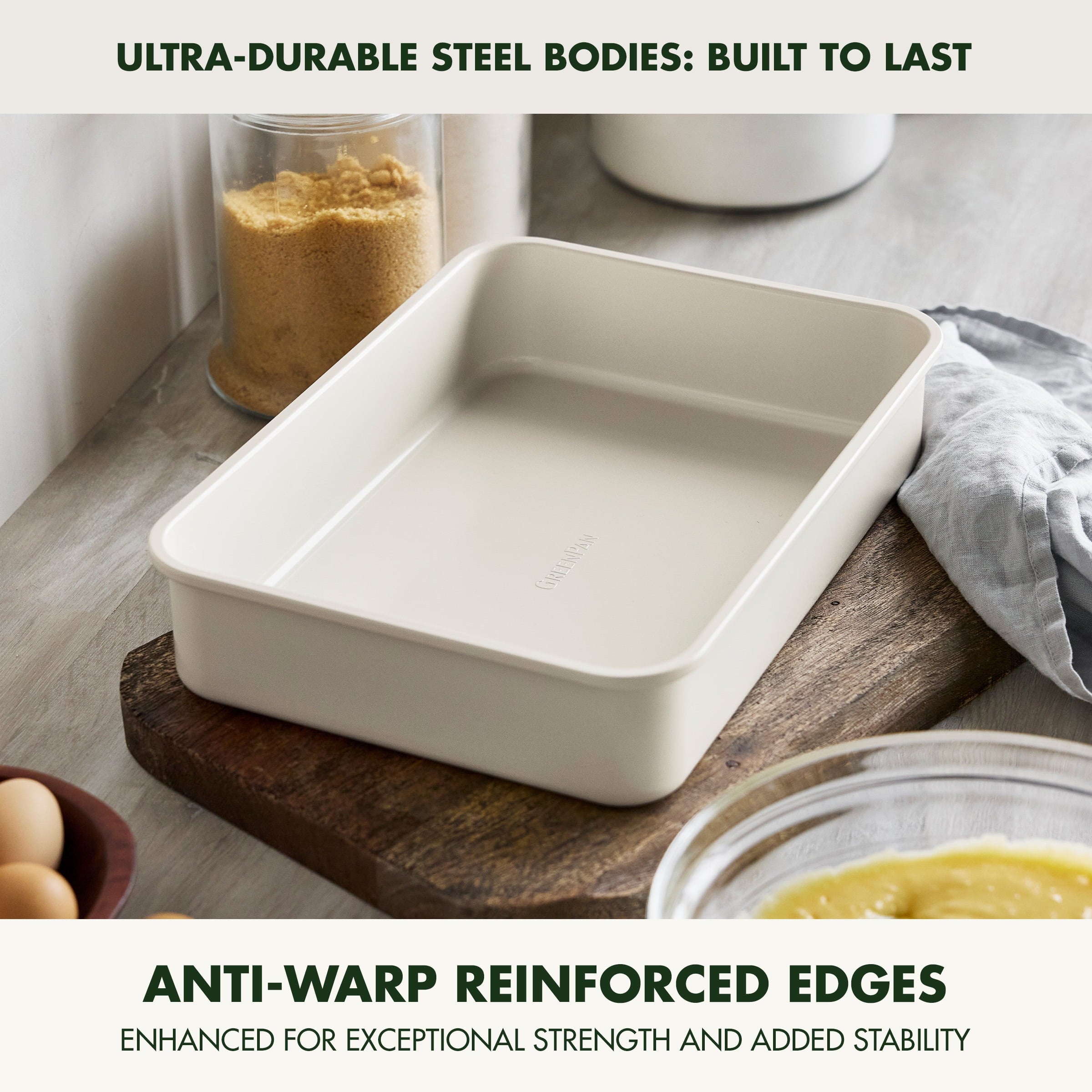 GreenPan 13" x 9" Nonstick Straight Side Cake Pan Healthy Coating, Oven Safe, Durable Bakeware - Image 5