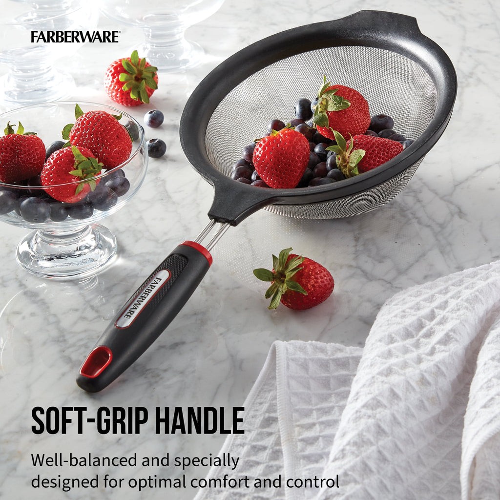 7-inch Diameter Soft Grips Mesh Strainer in Black - Image 2