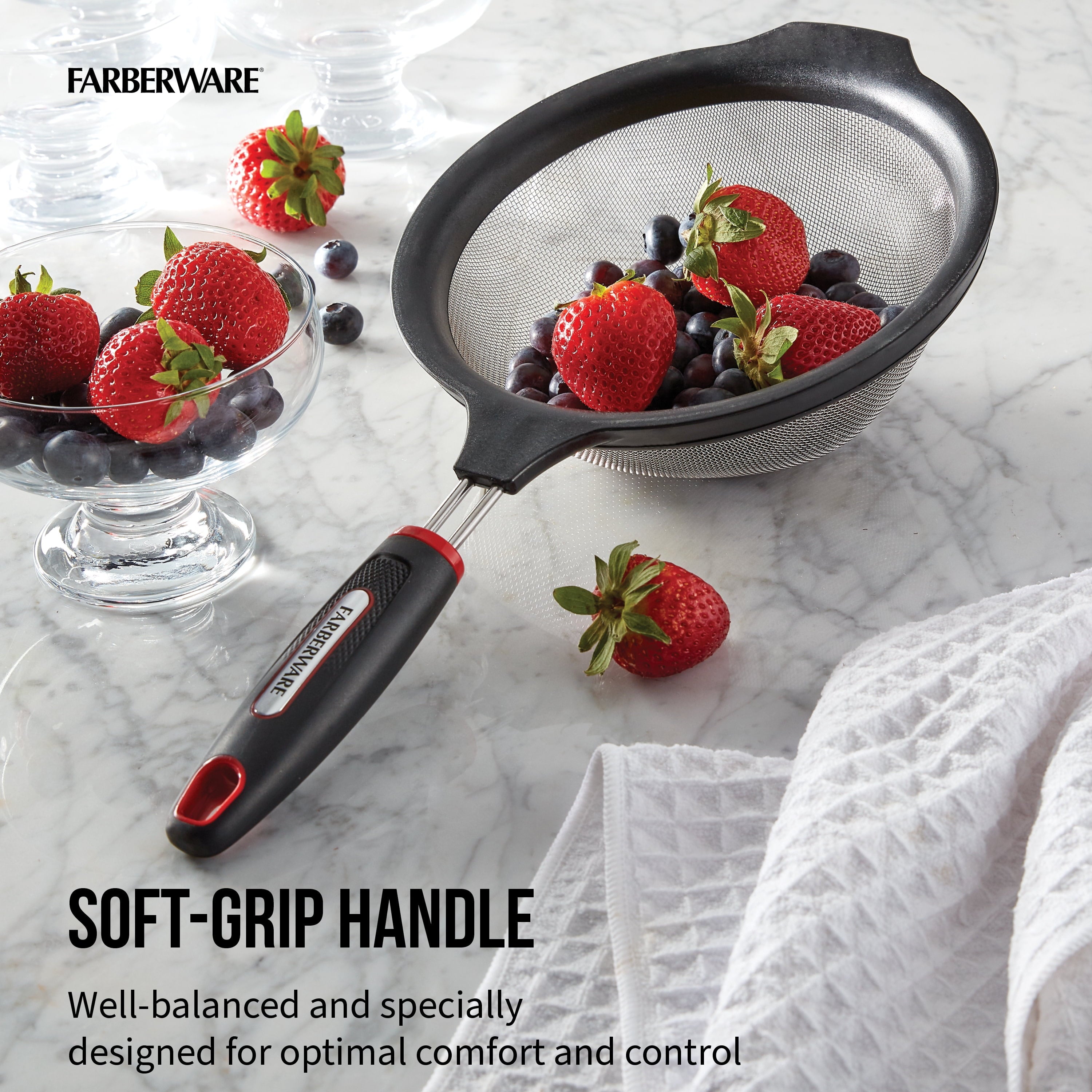 7-inch Diameter Soft Grips Mesh Strainer in Black - Image 2