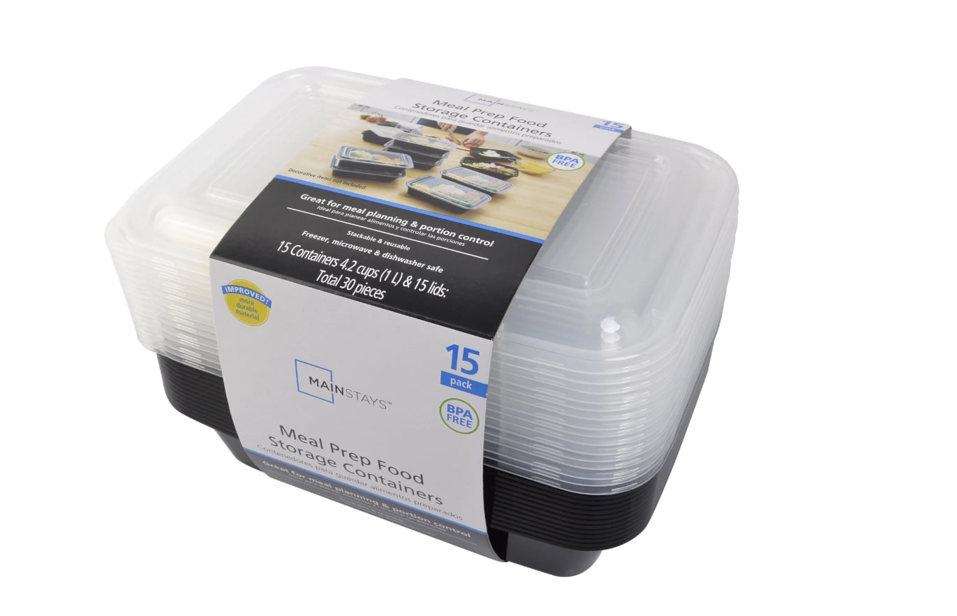 Mainstays 15-Pack Meal Prep Containers with Lids, BPA-Free, Leak-Resistant, Microwave and Dishwasher Safe, Stackable,... - Image 6