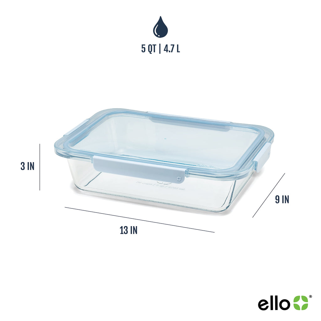 Ello Color Lock Glass 9x13 Deep Bakeware Dish, Windy Blue - Image 4
