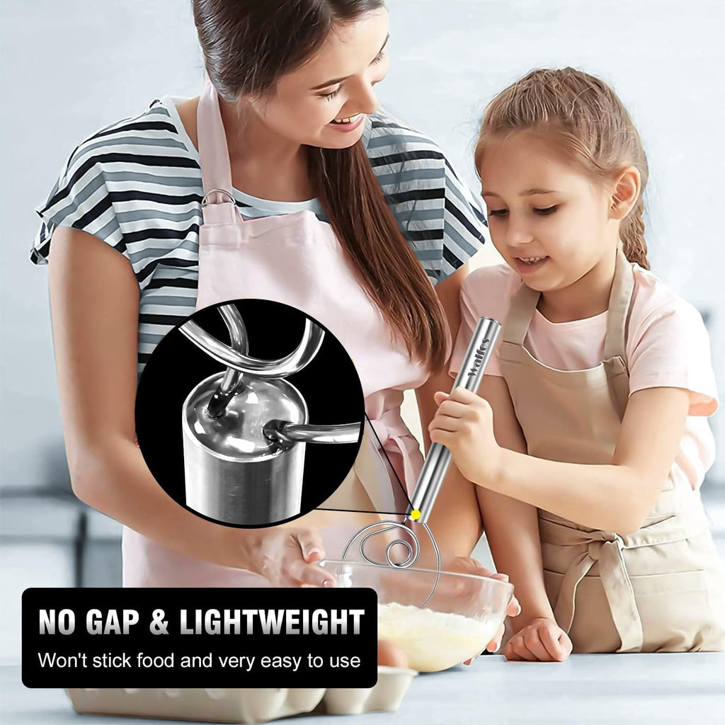 Walfos Danish Dough Whisk, Rustproof Stainless Steel Bread Whisk, Quick Mixing Bread Mixer, Dutch Dough Whisk for Coo... - Image 5