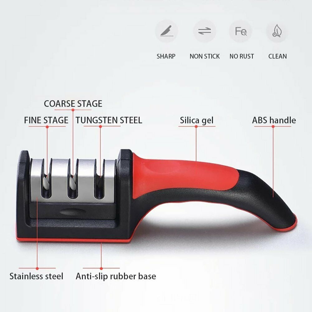 CableVantage Knife Sharpener 3 Stage Steel Diamond Ceramic Coated Kitchen Sharpening Tool US - Image 2