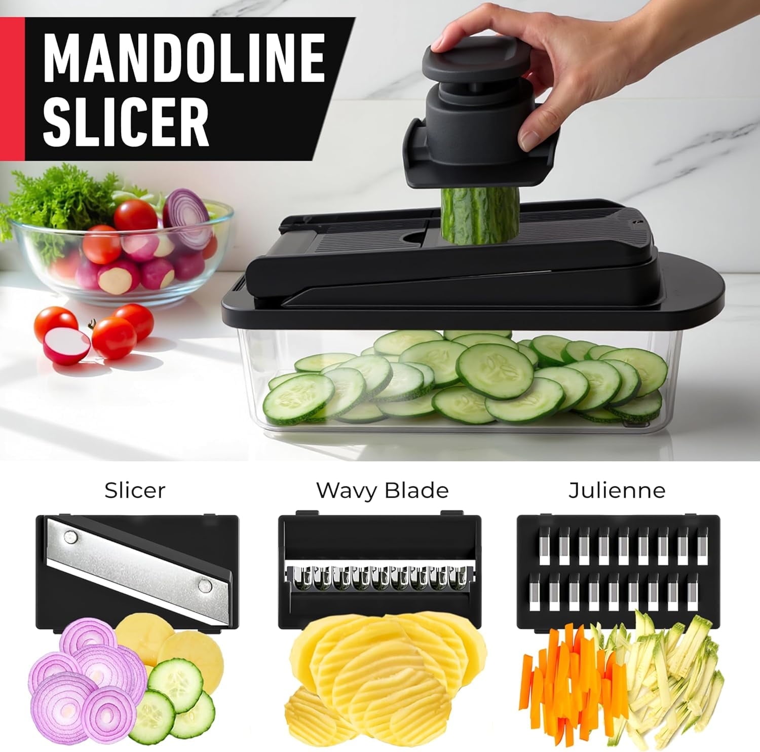Vegetable Chopper, 10-in-1 Chopper Vegetable Cutter, Food Chopper with Container, Multifunctional Vegetable Cutter wi... - Image 4
