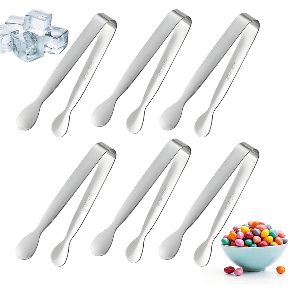 6PCS Mini Small Tiny Tongs, 4.25Inch Stainless Steel Small Tongs for Serving Food, Kitchen 304stainless Steel - Image 2