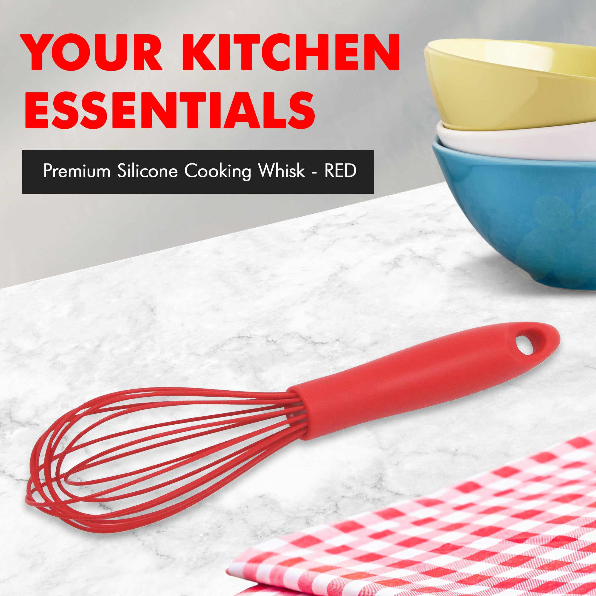 Chef Craft Premium Silicone Wire Cooking Whisk, 10.5 inch, Red - Image 6