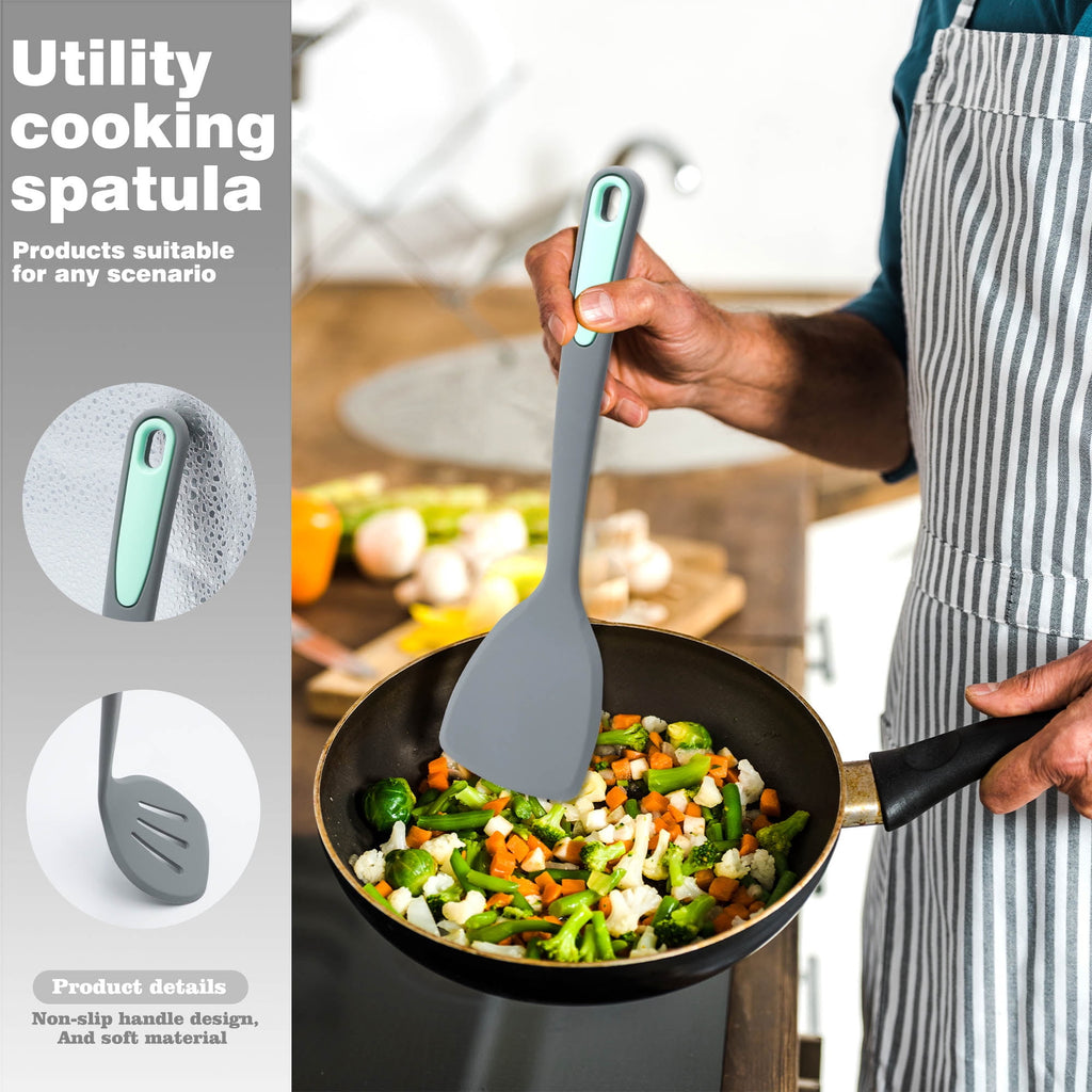 To encounter 5 Pieces Silicone Spatula Set, Non-Stick Silicone Turner Spatulas, Heat Resistance Cooking Utensils, Fli... - Image 2