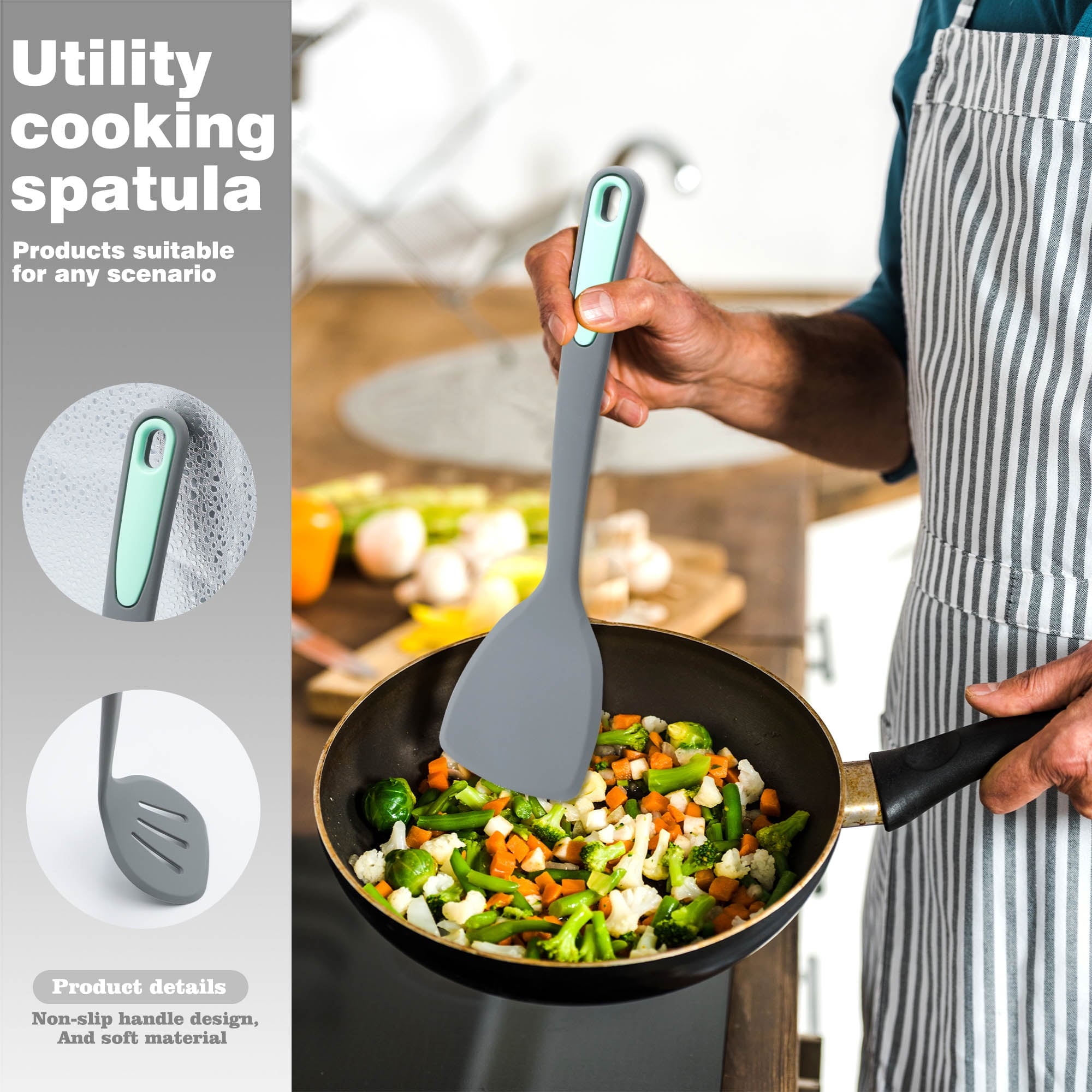 To encounter 5 Pieces Silicone Spatula Set, Non-Stick Silicone Turner Spatulas, Heat Resistance Cooking Utensils, Fli... - Image 2