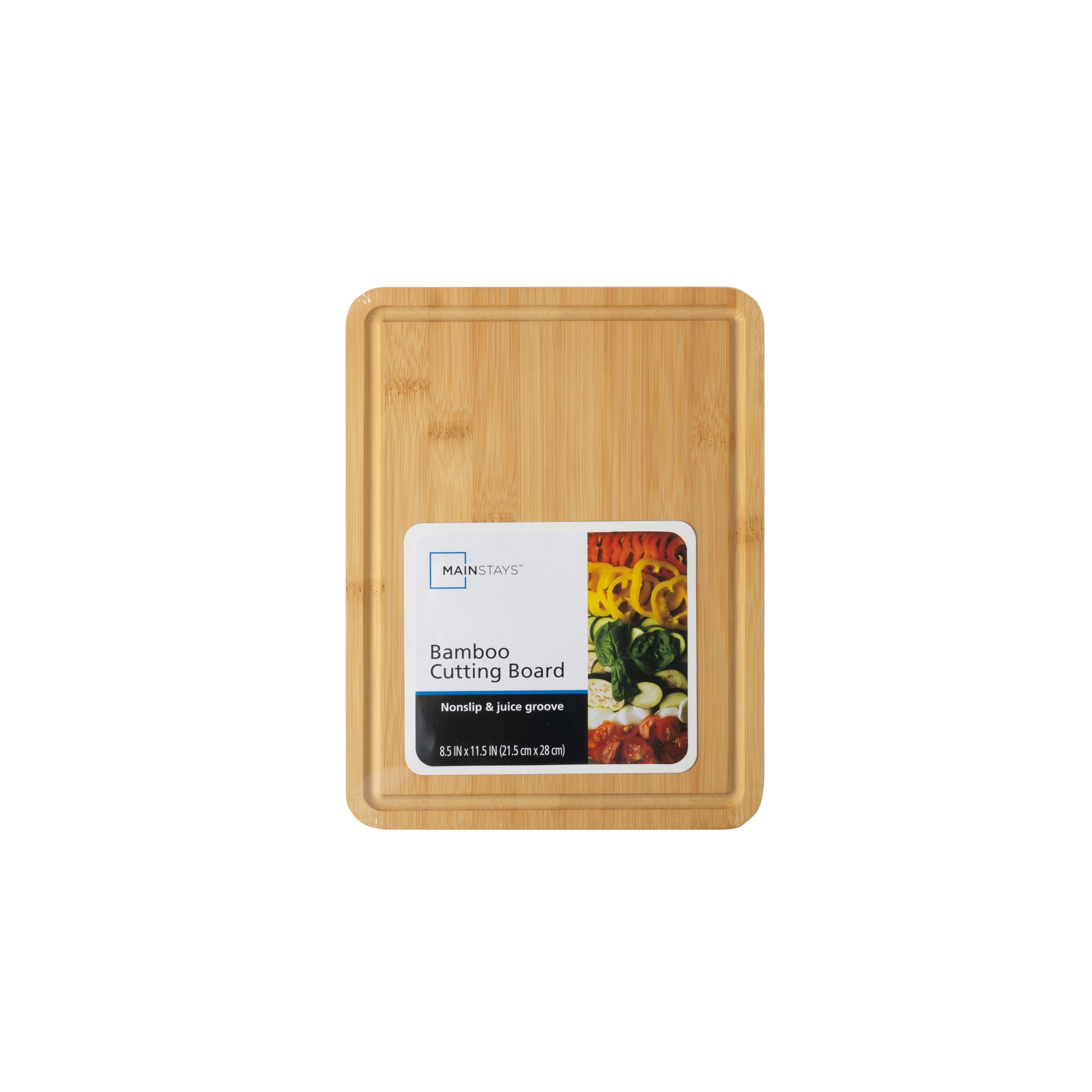 Mainstays 8.5" x 11" Non-Slip Bamboo Cutting Board, 100% Natural Bamboo Color, with Juice Groove - Image 5