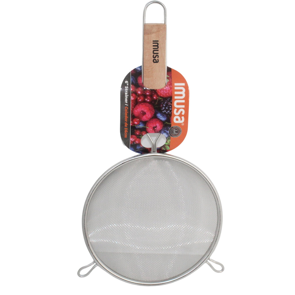 IMUSA 6in Stainless Steel Strainer with Wood Handle - Image 2