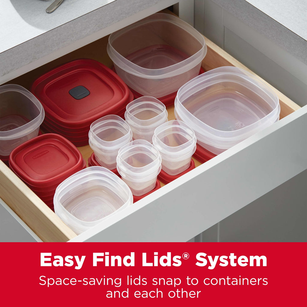 Rubbermaid Easy Find Lids Food Storage Containers with Vented Lids, 26 Piece Set, Red - Image 3