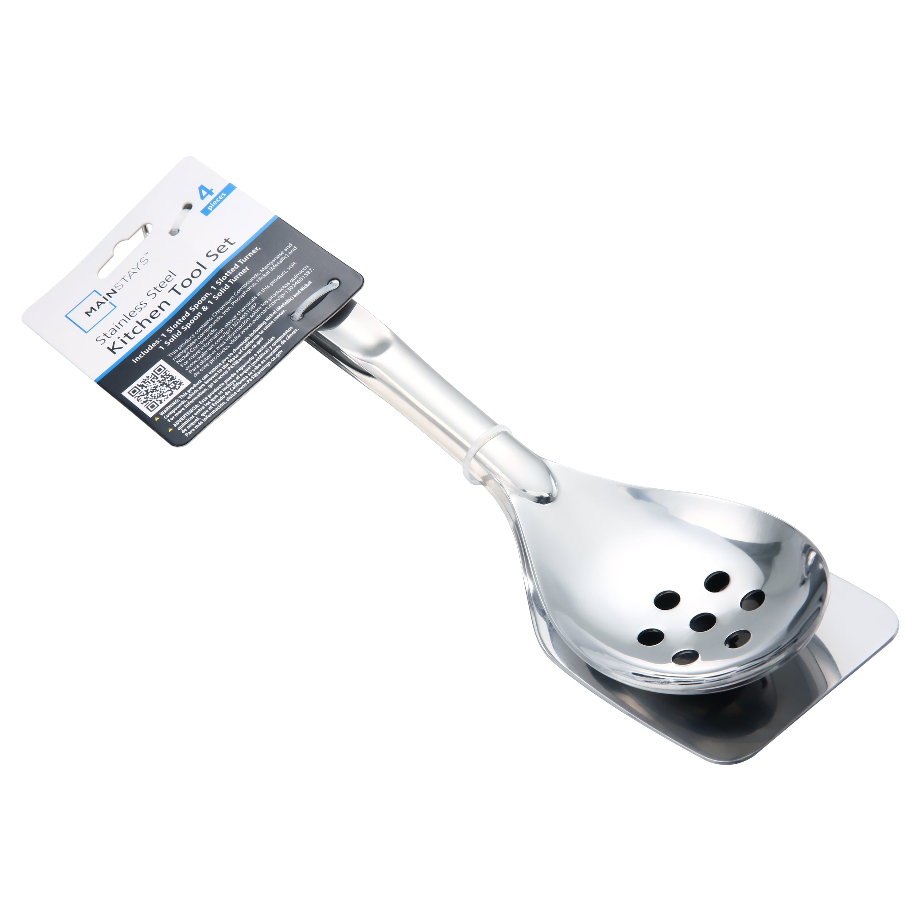 Mainstays Stainless Steel 4-Piece Utensil Set: Includes Spatula, Slotted Spatula, Spoon, and Slotted Spoon - Image 6