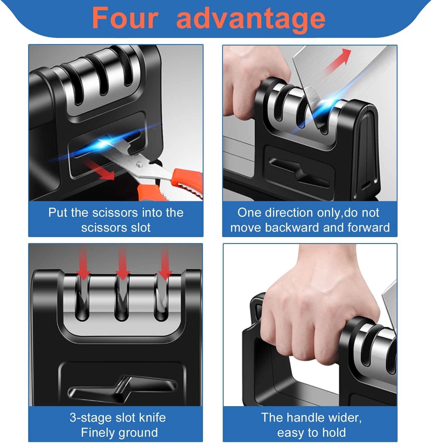 Hottest Knife Sharpener,4-in-1 Kitchen Chef Knife and Scissors Sharpener, Professional Diamond Rods Expertly Sharpen ... - Image 2