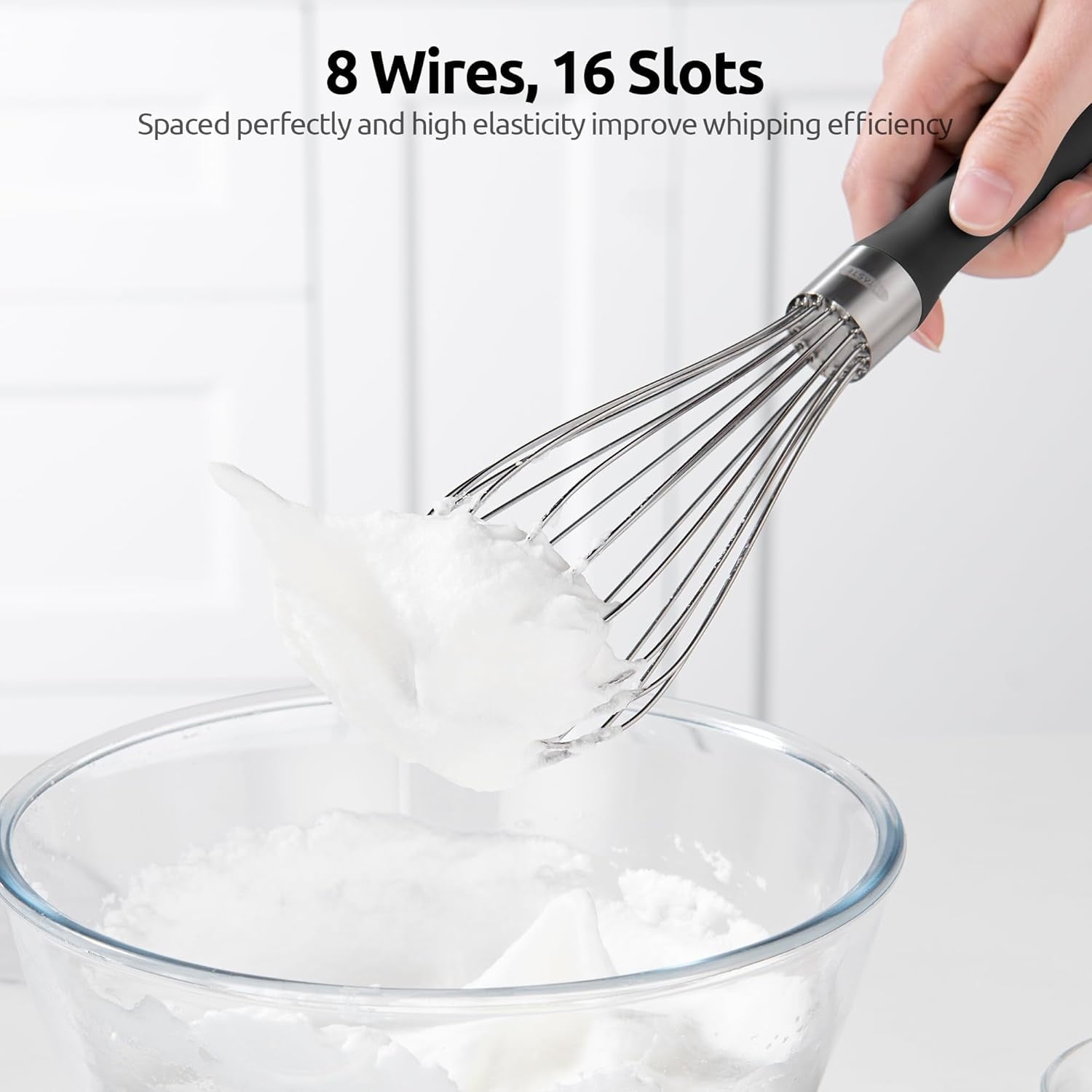 U-Taste Balloon Whisk for Cooking: 18/10 Stainless Steel Kitchen Wire Whisk, Medium Heavy Duty Egg Beater, Manual Bak... - Image 5
