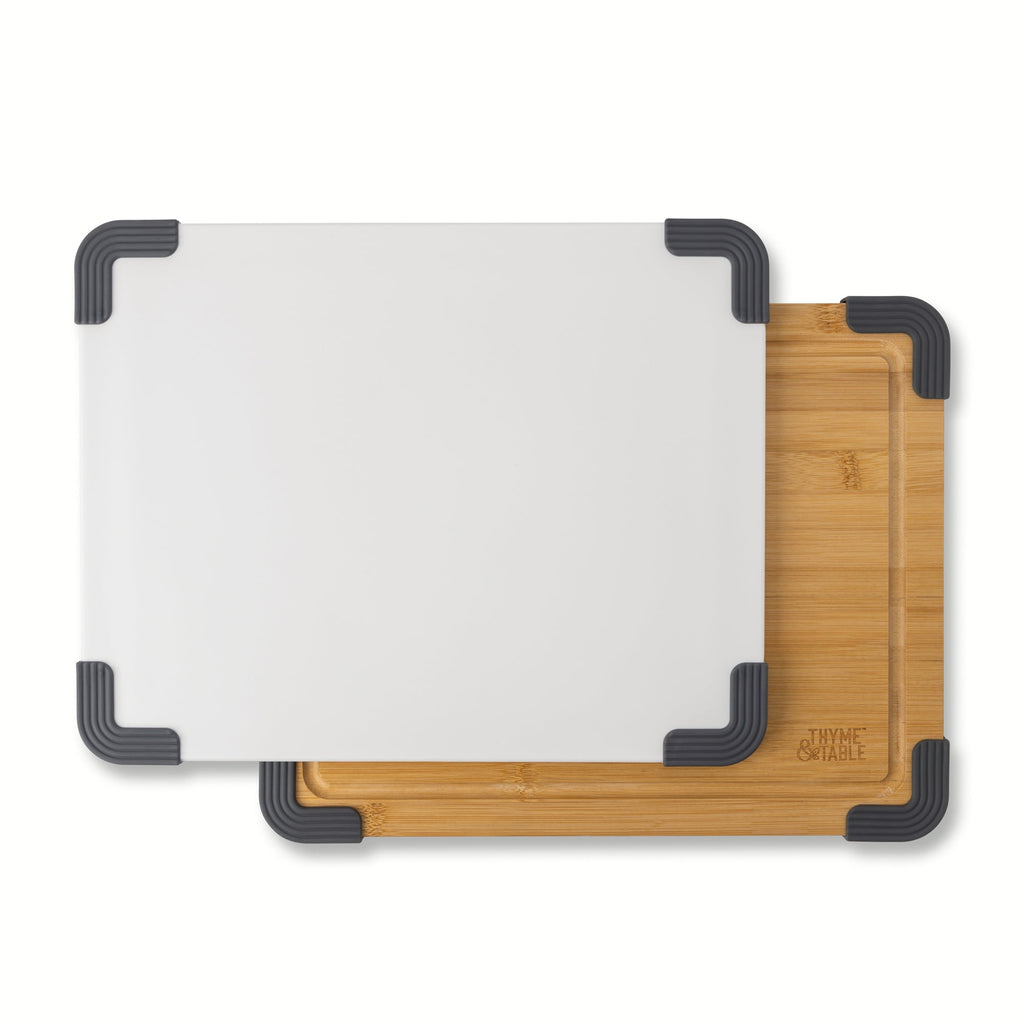 Thyme & Table 2-Piece 11"x14" Poly and Wood Cutting Board Set - White - Image 4