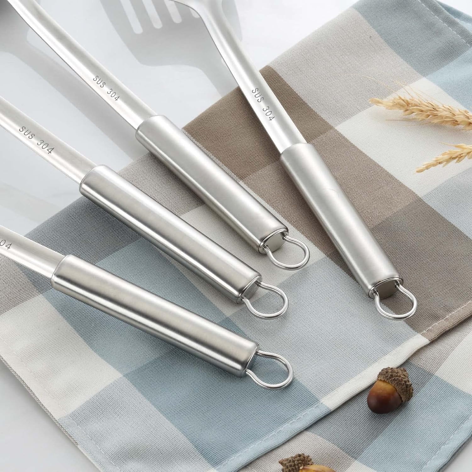 Mirdinner 4 Pcs Cooking Utensils Set, 304 Stainless Steel Kitchen Utensils, Include Wok Ladle, Slotted Spoon, Wok Spa... - Image 5