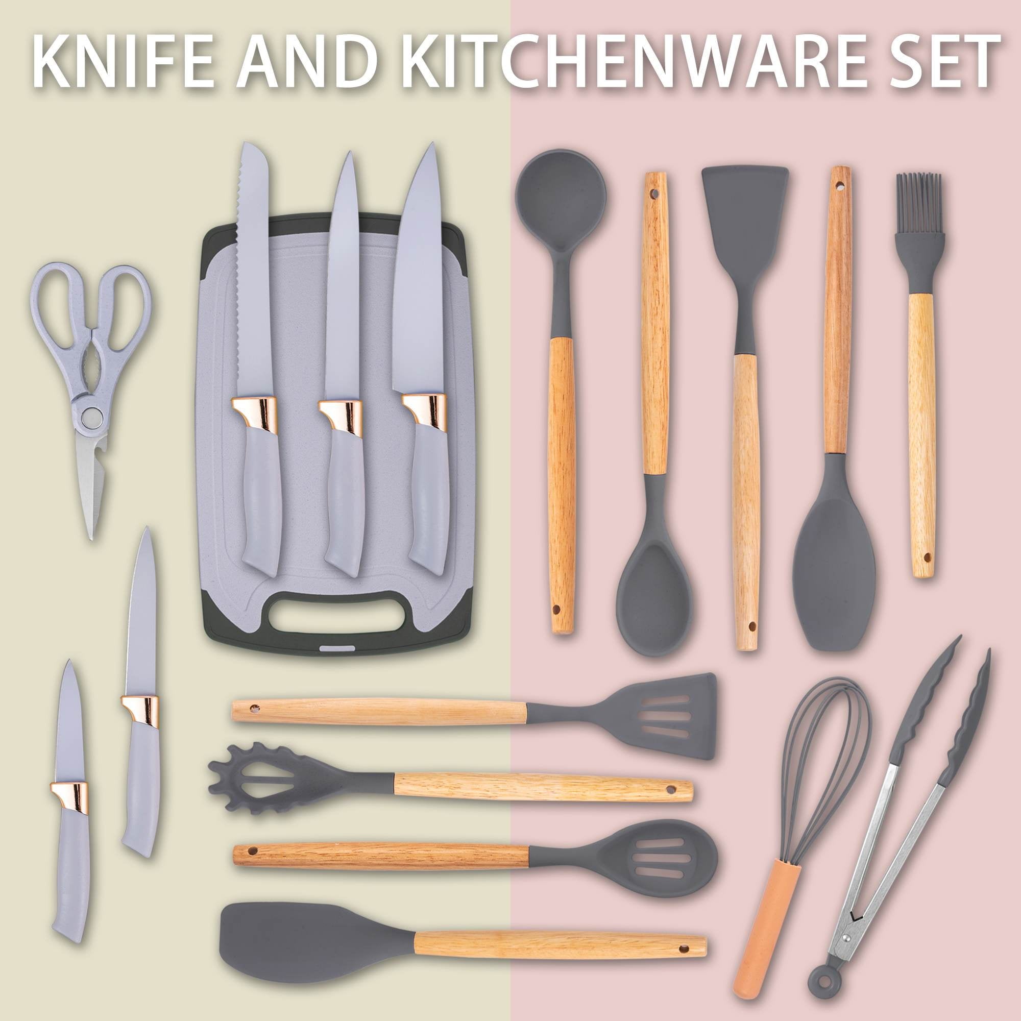 HEESEM 19-Piece Silicone Kitchen Utensil & Knife Set - Heat-Resistant Cooking Tools Non-Stick Safe Gift for Mom or Wo... - Image 5