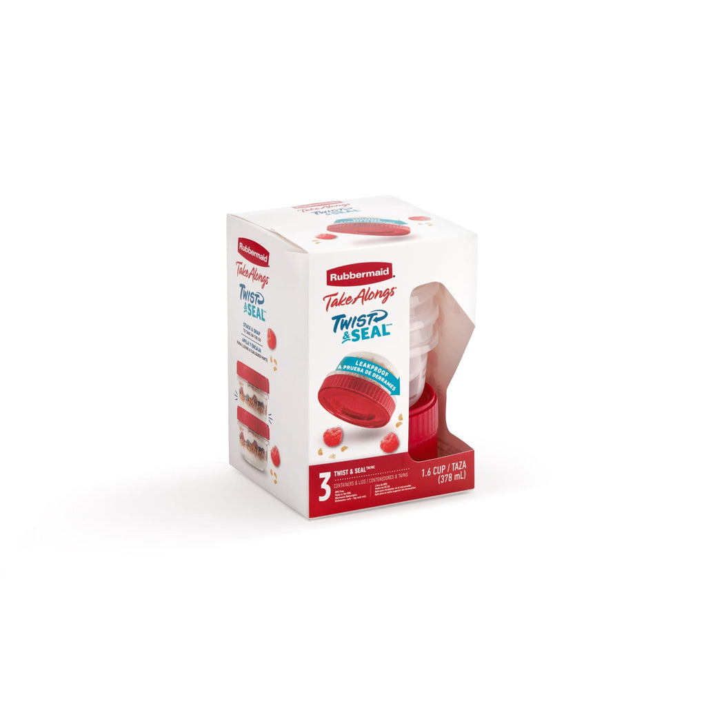 (3 pack) Rubbermaid TakeAlongs Twist & Seal 1.6-Cup Food Storage Containers, Ruby Red, 3 pack - Image 5