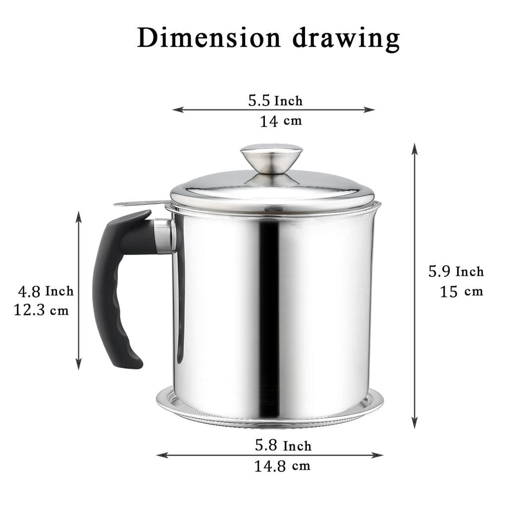 LJSXFI Bacon Grease Container With Strainer, 1.8L(60oz) Kitchen Stainless Steel Oil Container Can with Lid and Anti-s... - Image 6