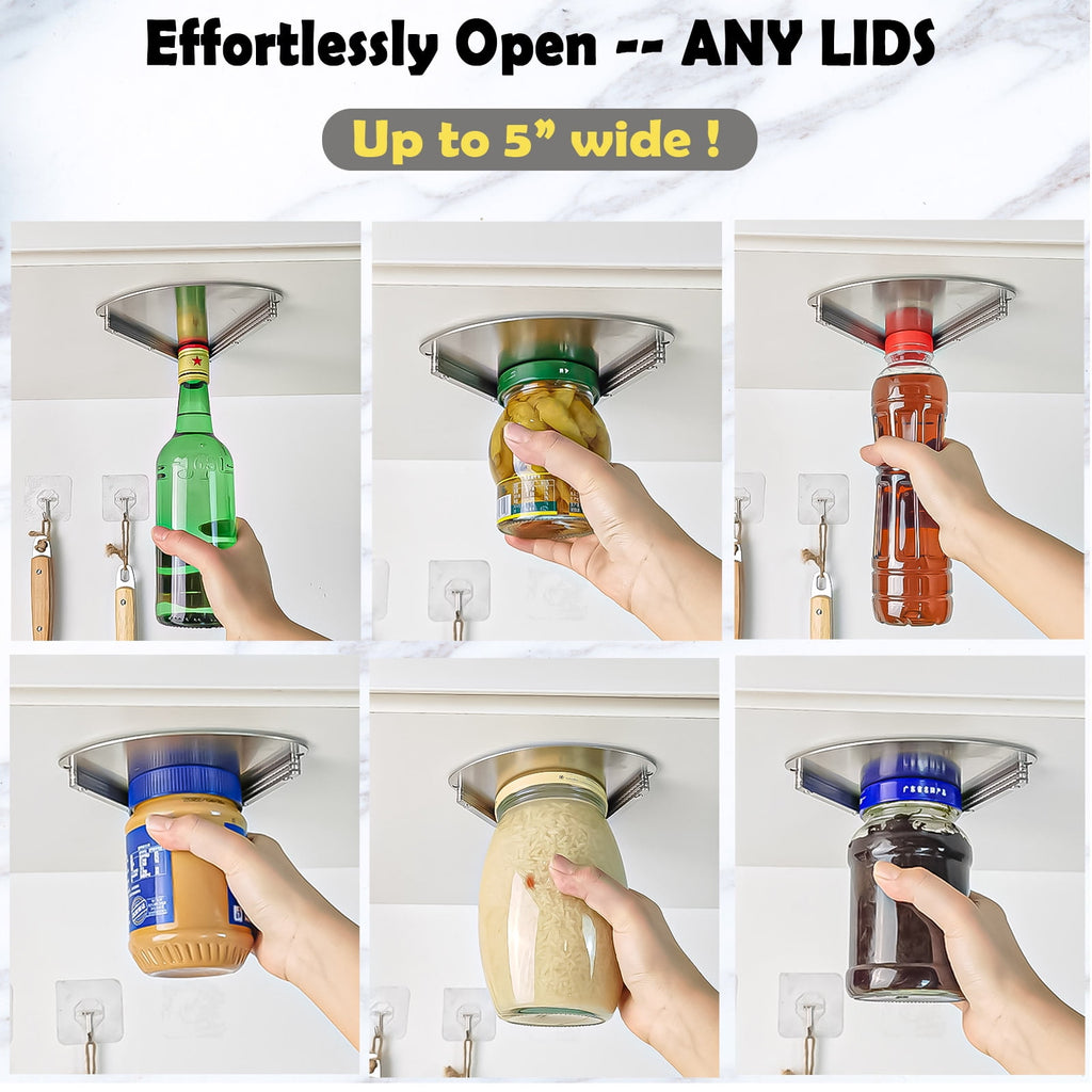 Latest Stainless Steel Jar Openers for Seniors, Under Cabinet Jar Opener Tool for Weak Hands, Under Counter Jar Lid C... - Image 3