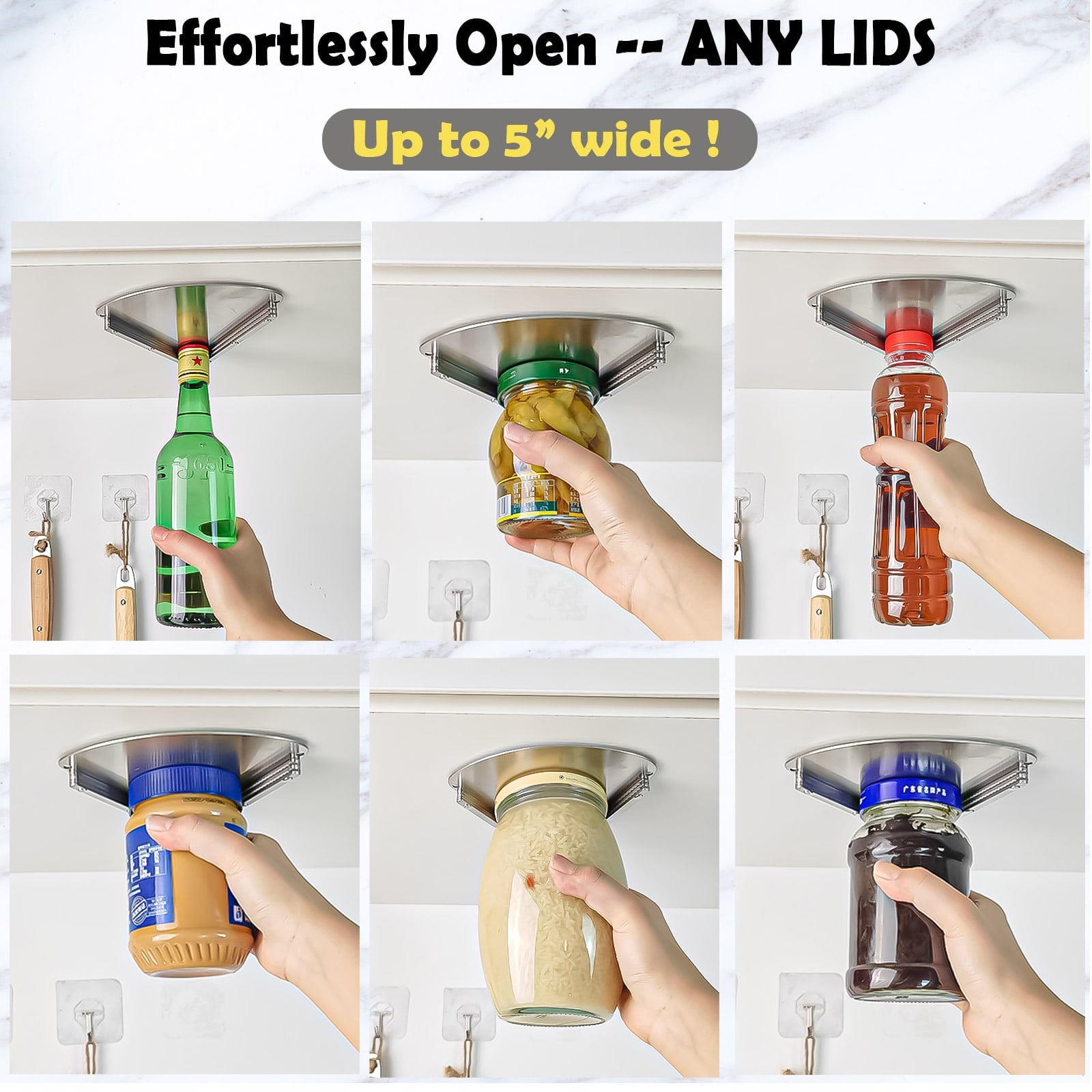 Latest Stainless Steel Jar Openers for Seniors, Under Cabinet Jar Opener Tool for Weak Hands, Under Counter Jar Lid C... - Image 3
