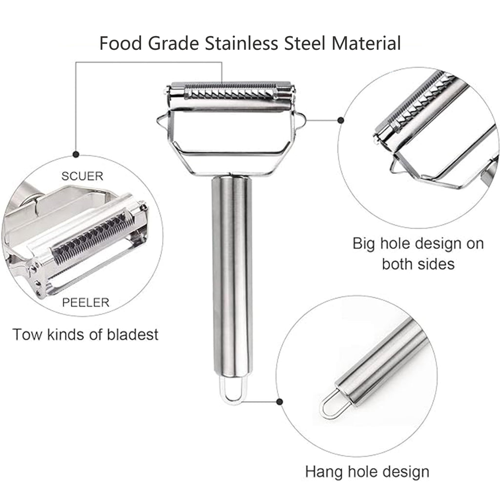 Julienne Peeler, Stainless Steel Vegetable Peeler, Double-Sided Blade Vegetable Julienne Cutter and Fruit Slicer, Dua... - Image 5