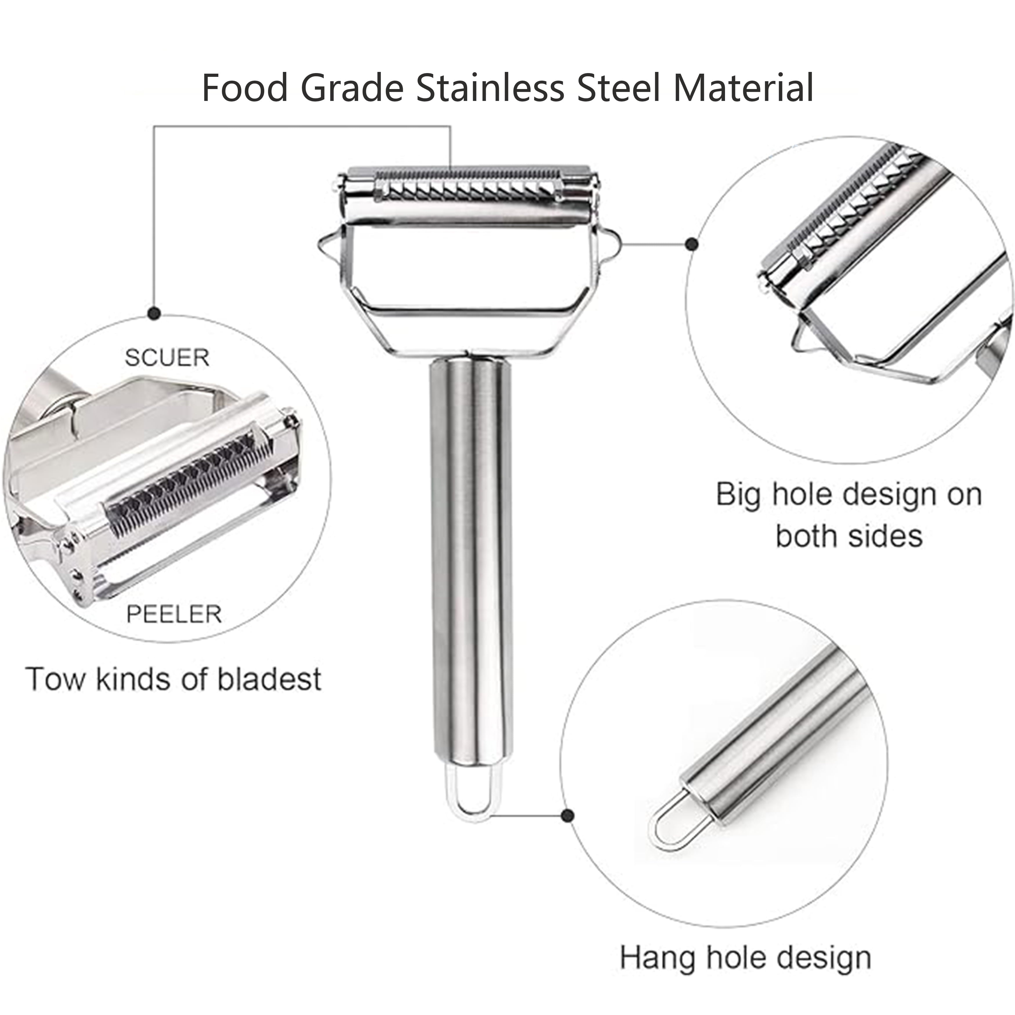 Julienne Peeler, Stainless Steel Vegetable Peeler, Double-Sided Blade Vegetable Julienne Cutter and Fruit Slicer, Dua... - Image 5