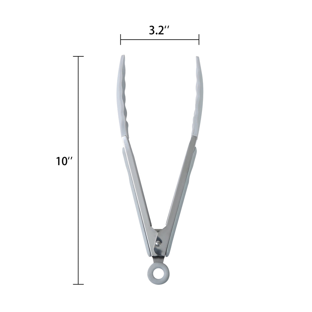 Mainstays 9" Stainless Steel and Silicone Locking Tongs, Soft Grip Handle, Grey Flannel - Image 4