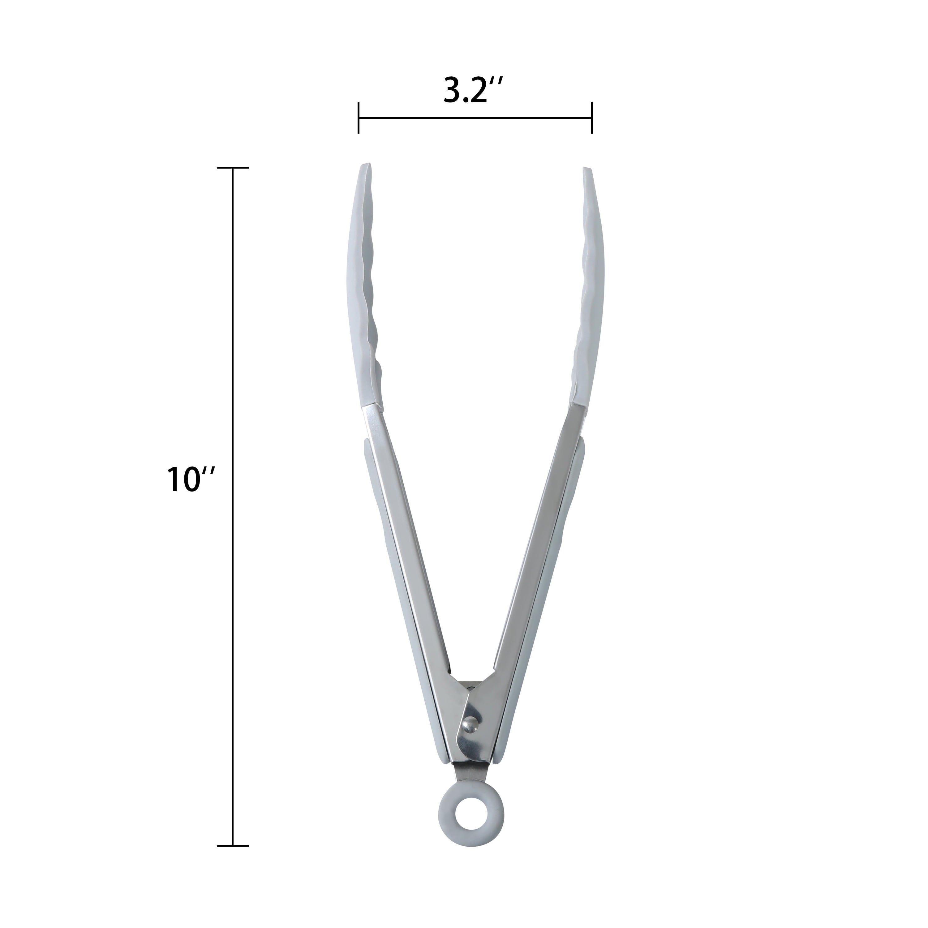 Mainstays 9" Stainless Steel and Silicone Locking Tongs, Soft Grip Handle, Grey Flannel - Image 4