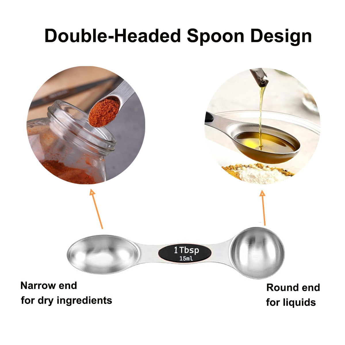 Measuring Cups and Spoons Set, 17-Piece Stainless Steel Magnetic Double-Headed Spoons with Engraved Measurements and ... - Image 5