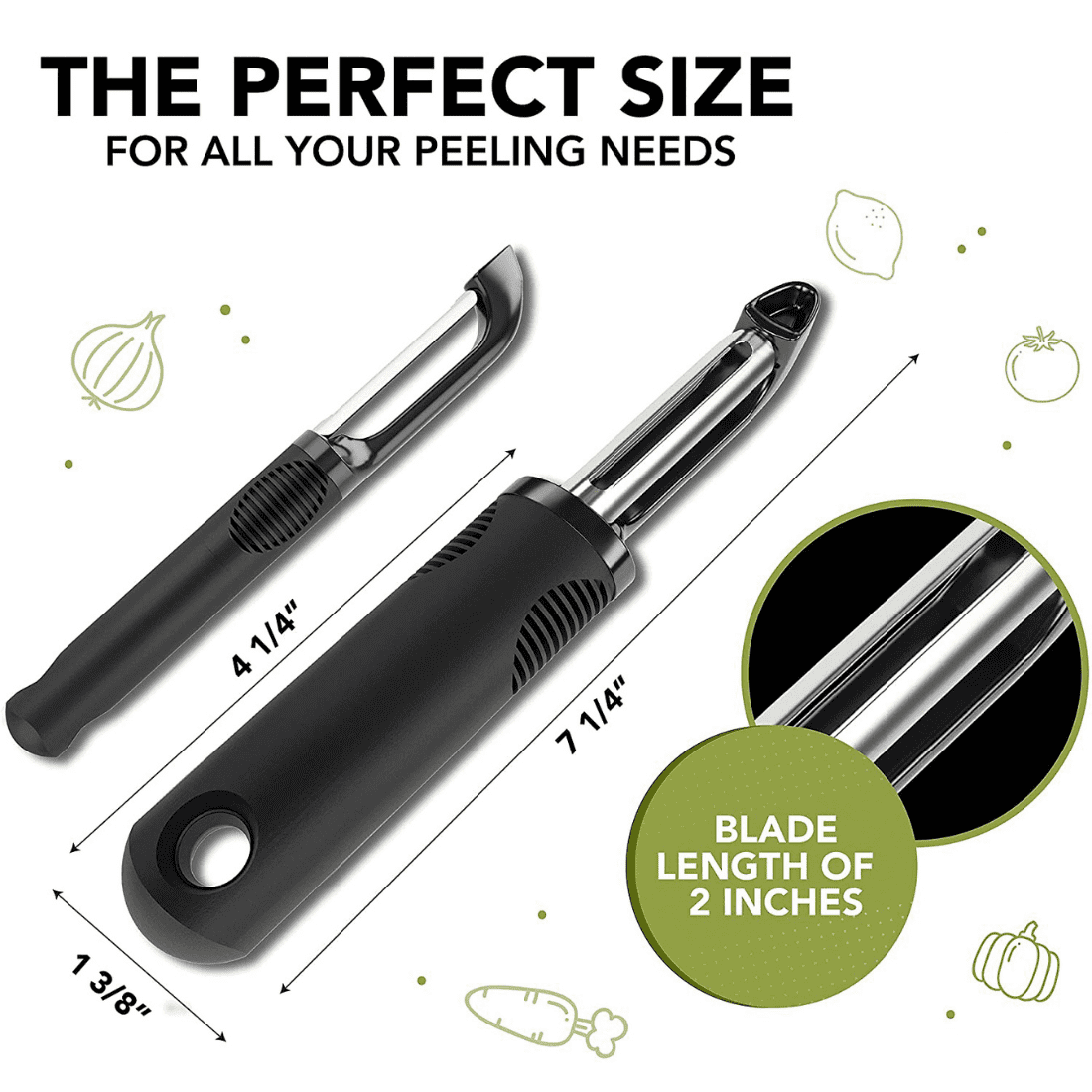 Vegetable Peelers Set – 2 Pack for Kitchen, Apple, Fruit, Carrot, Veggie, Potatoes Peeler, Y-Shaped and Swivel Stainl... - Image 5