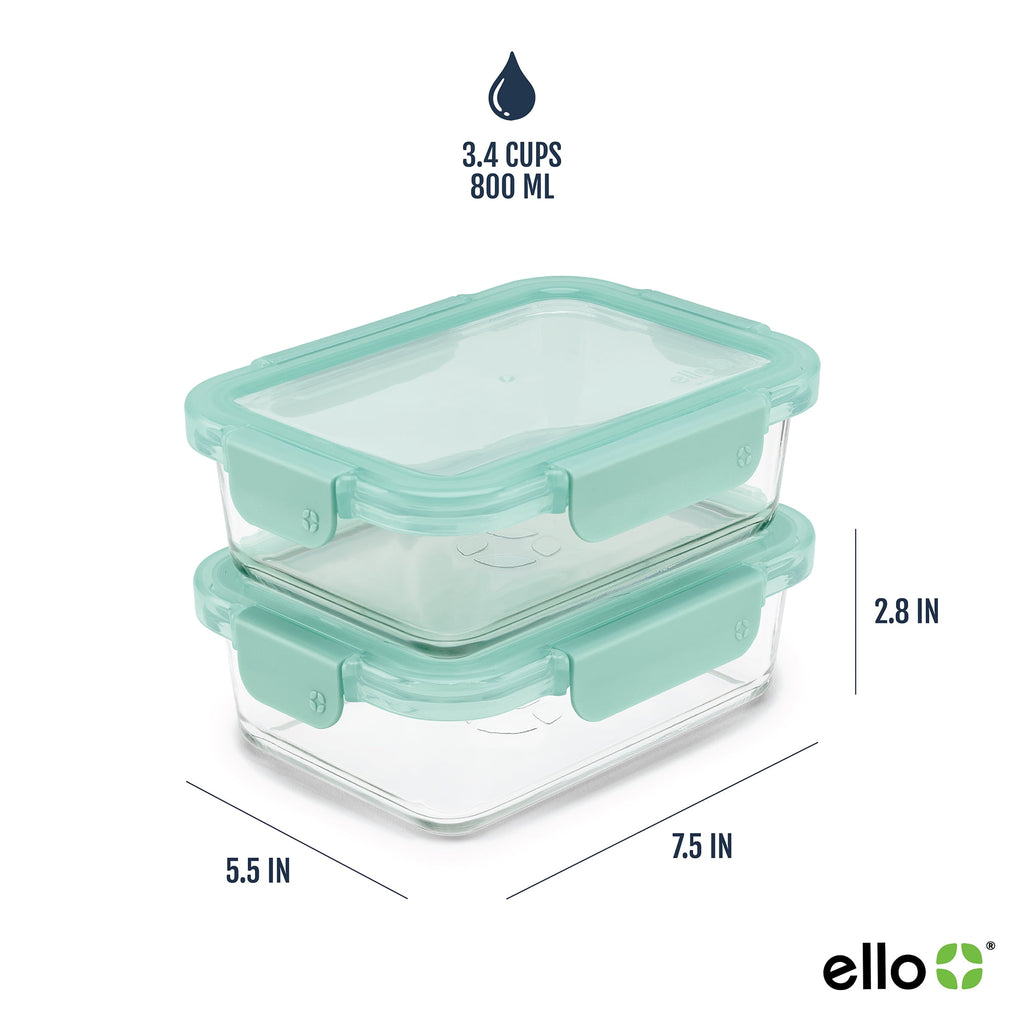 Ello Color Lock 3.4 Cup 2 Pack Glass Meal Prep Containers with Locking Lids - Image 5