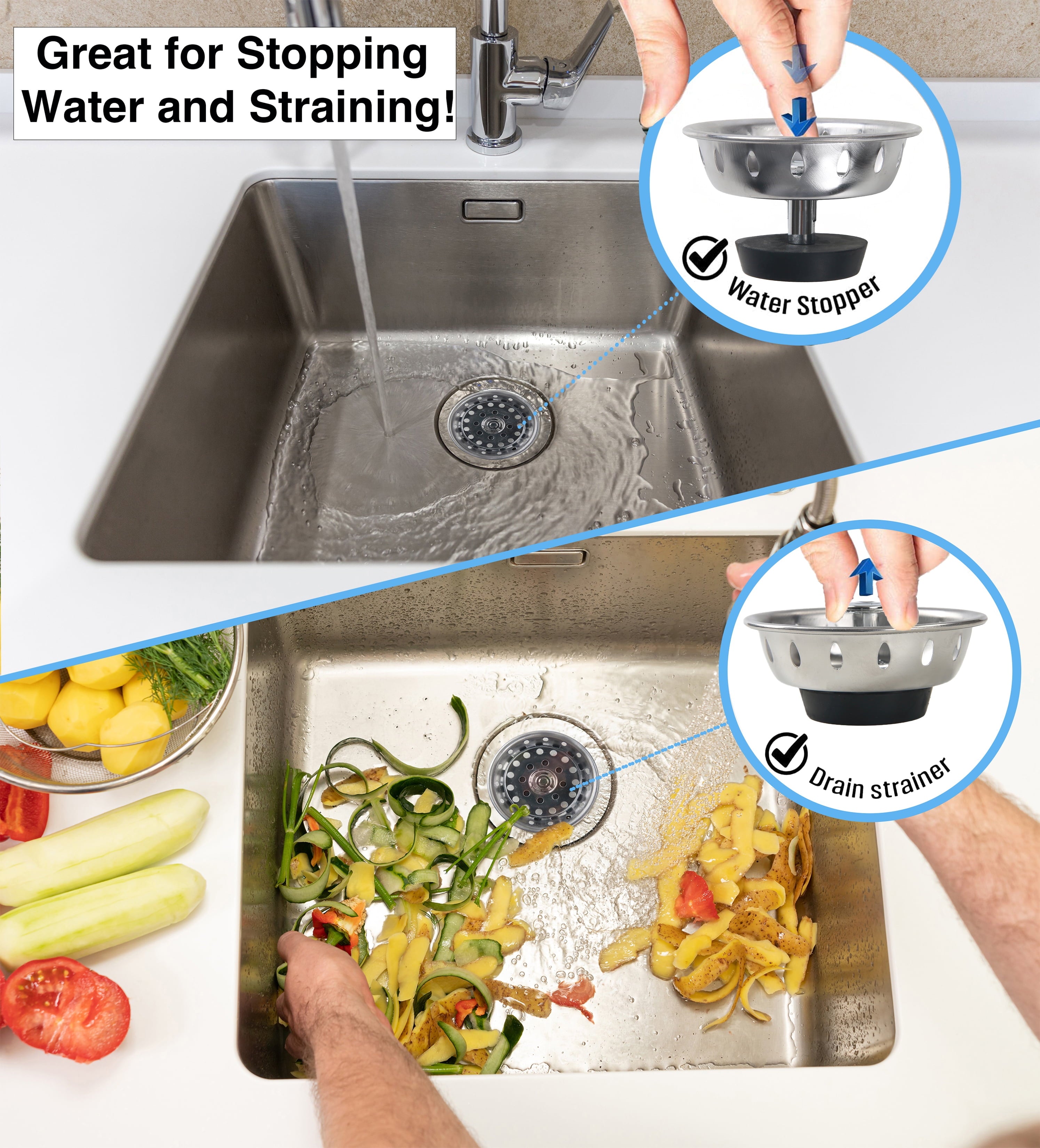 Mainstays Stainless Steel Deluxe Kitchen Sink Strainer Silver for 3.5" Drains - Image 4