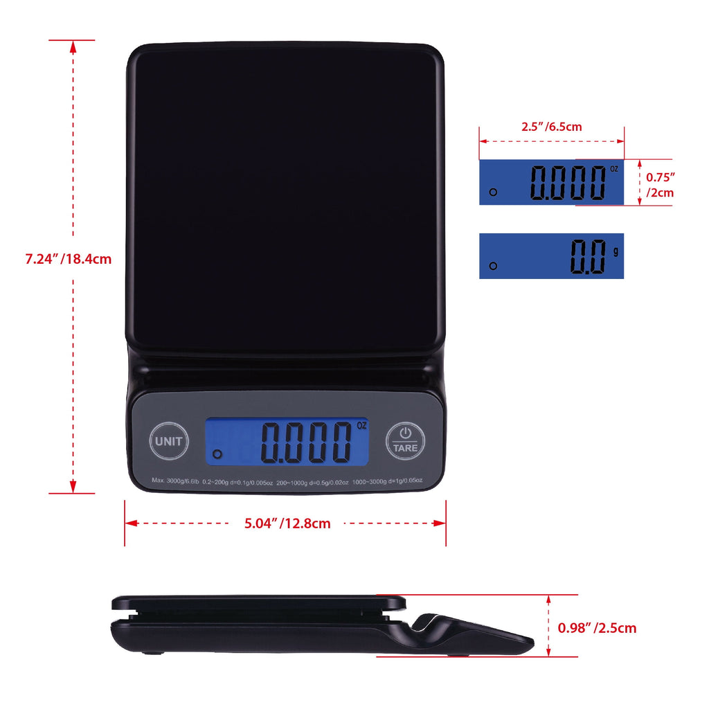 Mainstays 6LB High Precision Digital Kitchen Scale with Blue Backlit, Black - Image 6