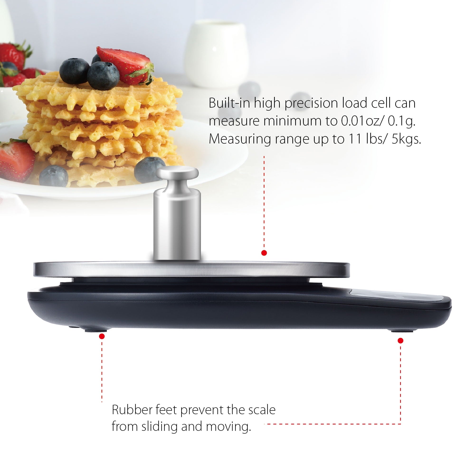 Mainstays Waterproof Digital Kitchen Scale with Blue Backlit, Black - Image 4