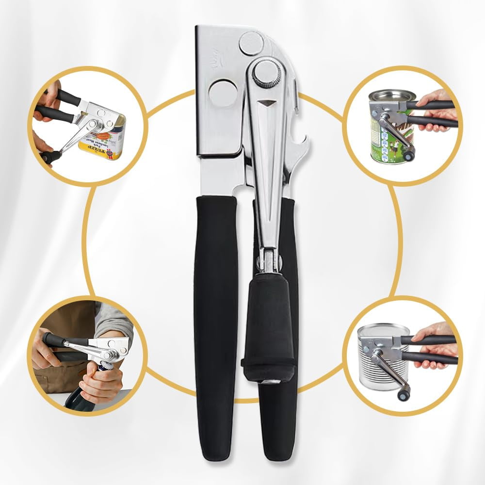 NUFR Manual Crank Can Opener,Heavy Duty Commercial with Rubber-Coated Handles - Image 5