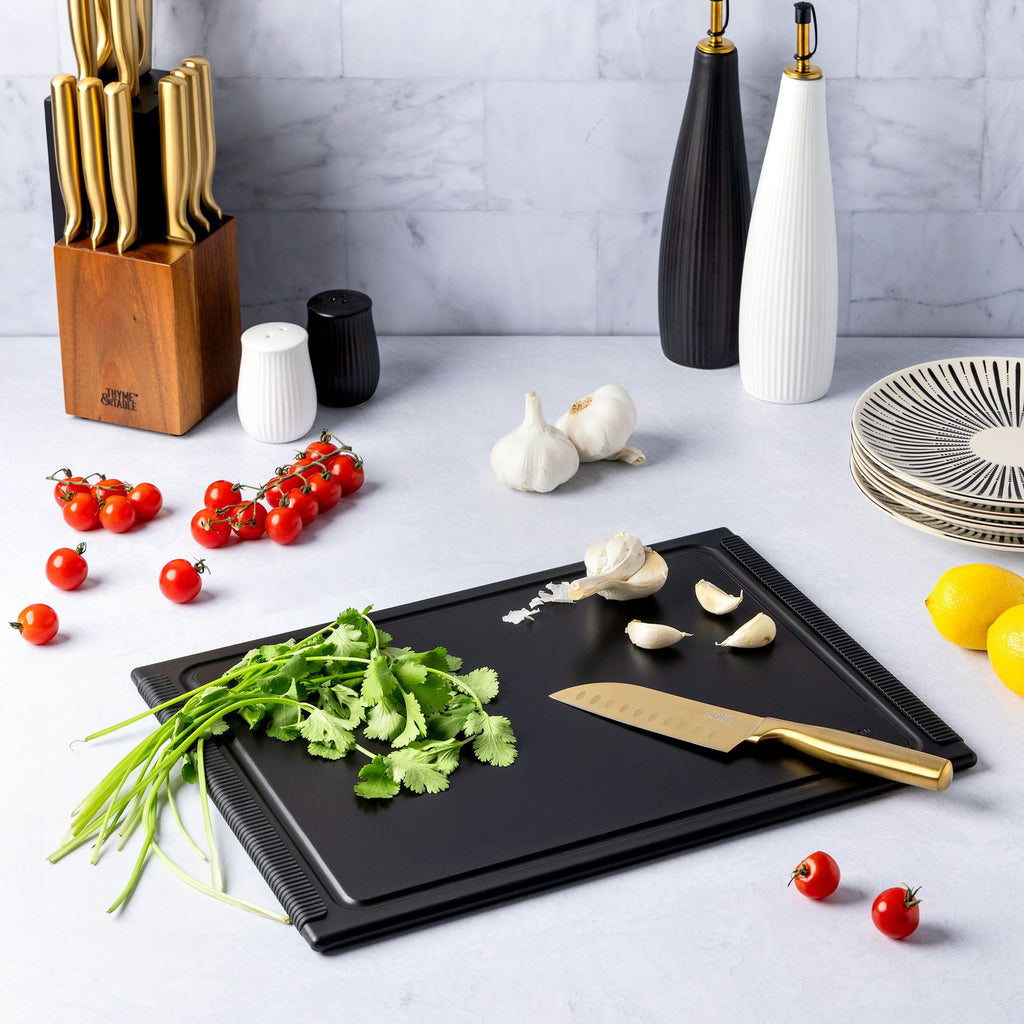 Thyme & Table Large 12"x16" Poly Cutting Board - Black - Image 4