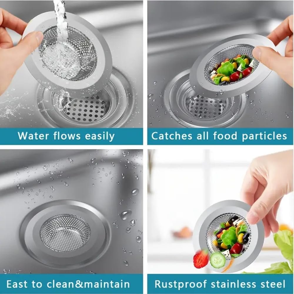 2 Pack Sink Strainer Sets - Large Wide Rim 4.5" Stainless Steel Strainer with Rust-Free Function and Anti-Clogging Mi... - Image 6