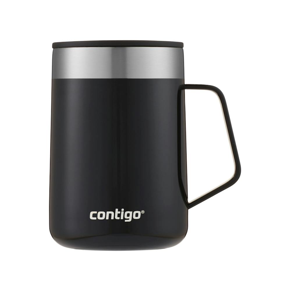 travel mug with handle in black